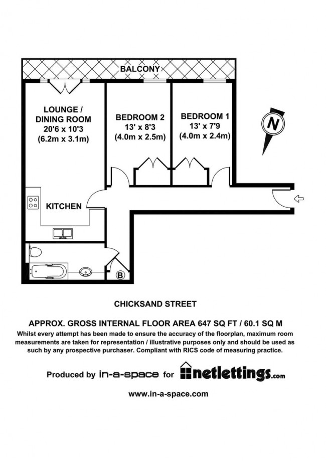 Floorplan for Vibeca Apartments, Chicksand Street, Spitalfields, London