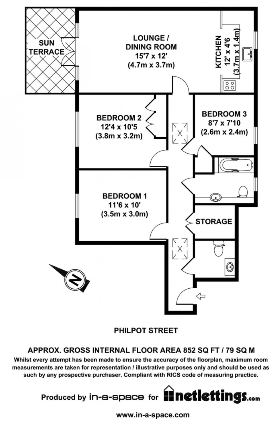 Floorplan for Bains Mansions, Philpot Street, Whitechapel, London