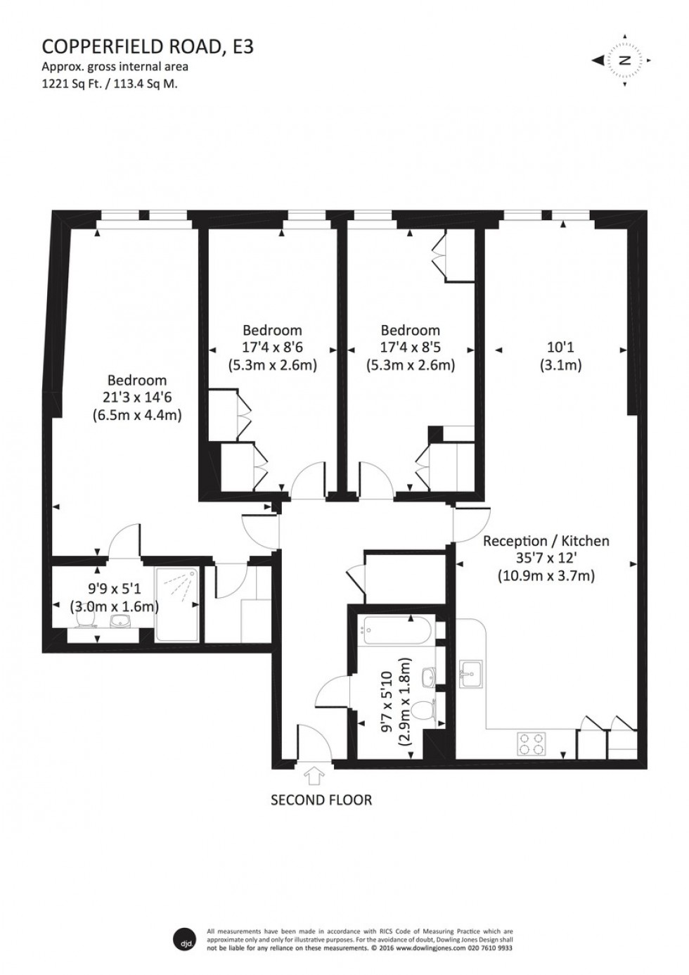 Floorplan for Copperfield Road, Mile End, London