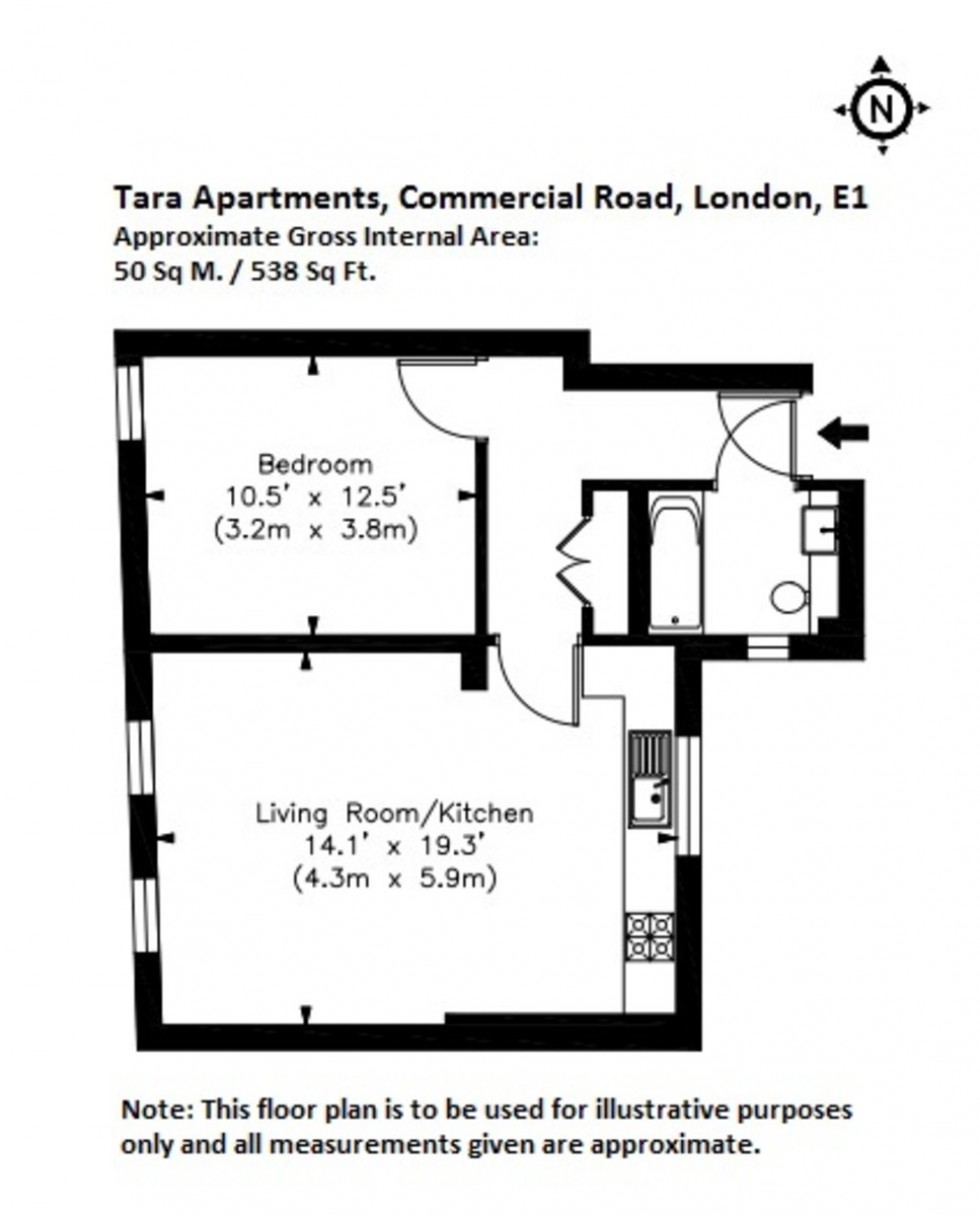 Floorplan for Tara Apartments, Commercial Road, Whitechapel, London