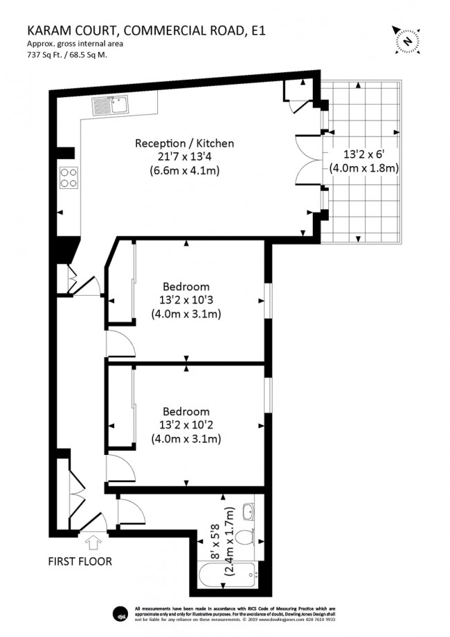 Floorplan for Karam Court, Commercial Road, Whitechapel, London