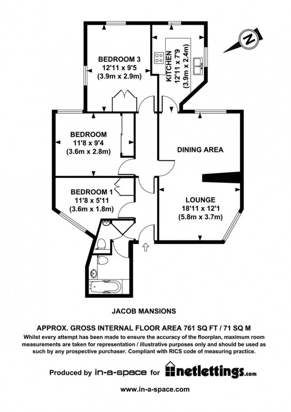 Floorplan for Jacob Mansions, Umberston Street, Whitechapel, London