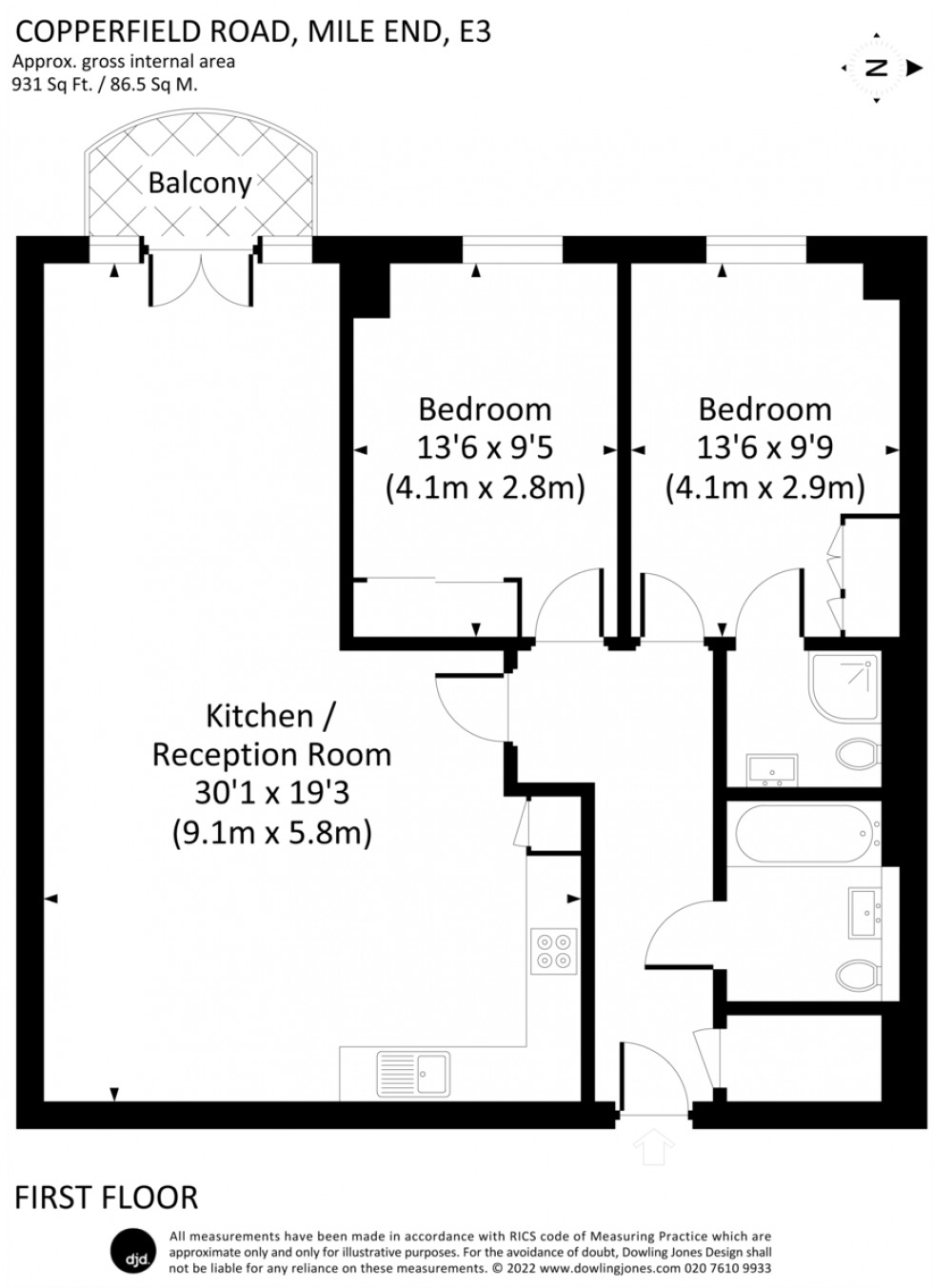 Floorplan for Copperfield Road, Mile End, London
