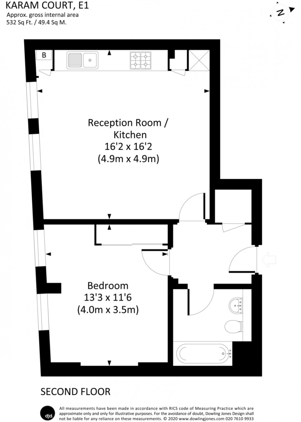 Floorplan for Karam Court, 305 Commercial Road, London, E1 2PS